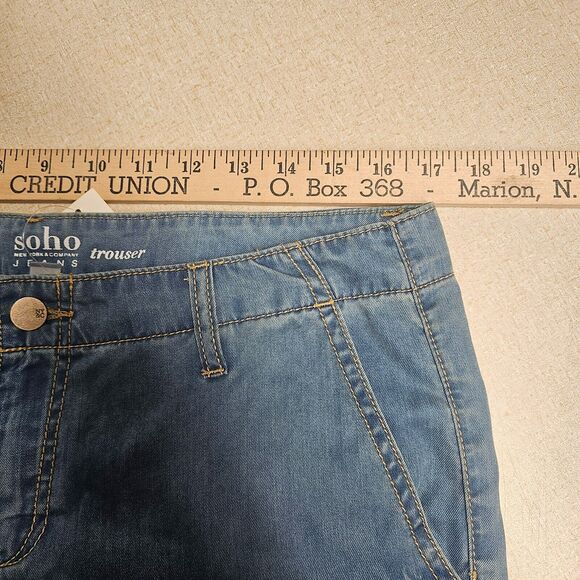 Womens NY&C Soho Jogger Jeans Sz 8 Mid Rise Light Denim Fade Boho Casual - Picture 5 of 7